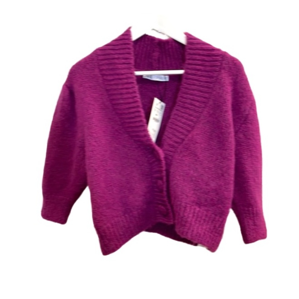 New NWT Zara cardigan sweater small magenta